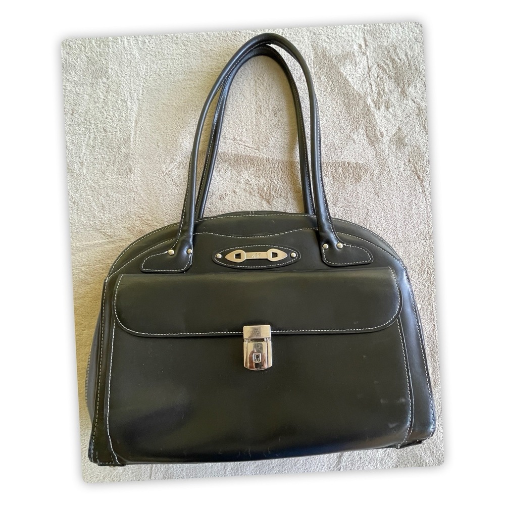 McKlein Black Leather 15 " Laptop Briefcase/Carry Case Travel Shoulder Bag
